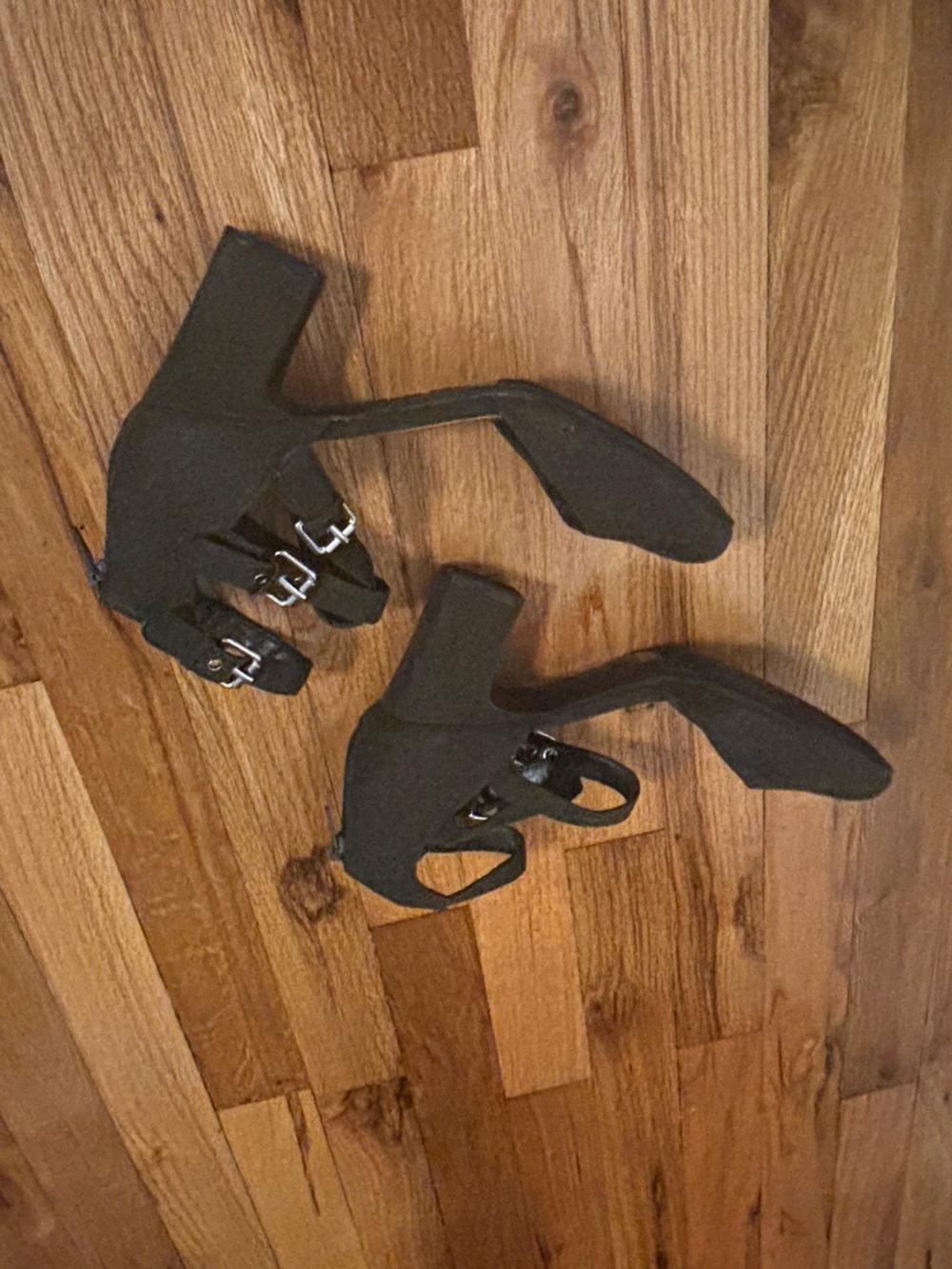 Dark Green Suede Chunky Ankle Heels- Women